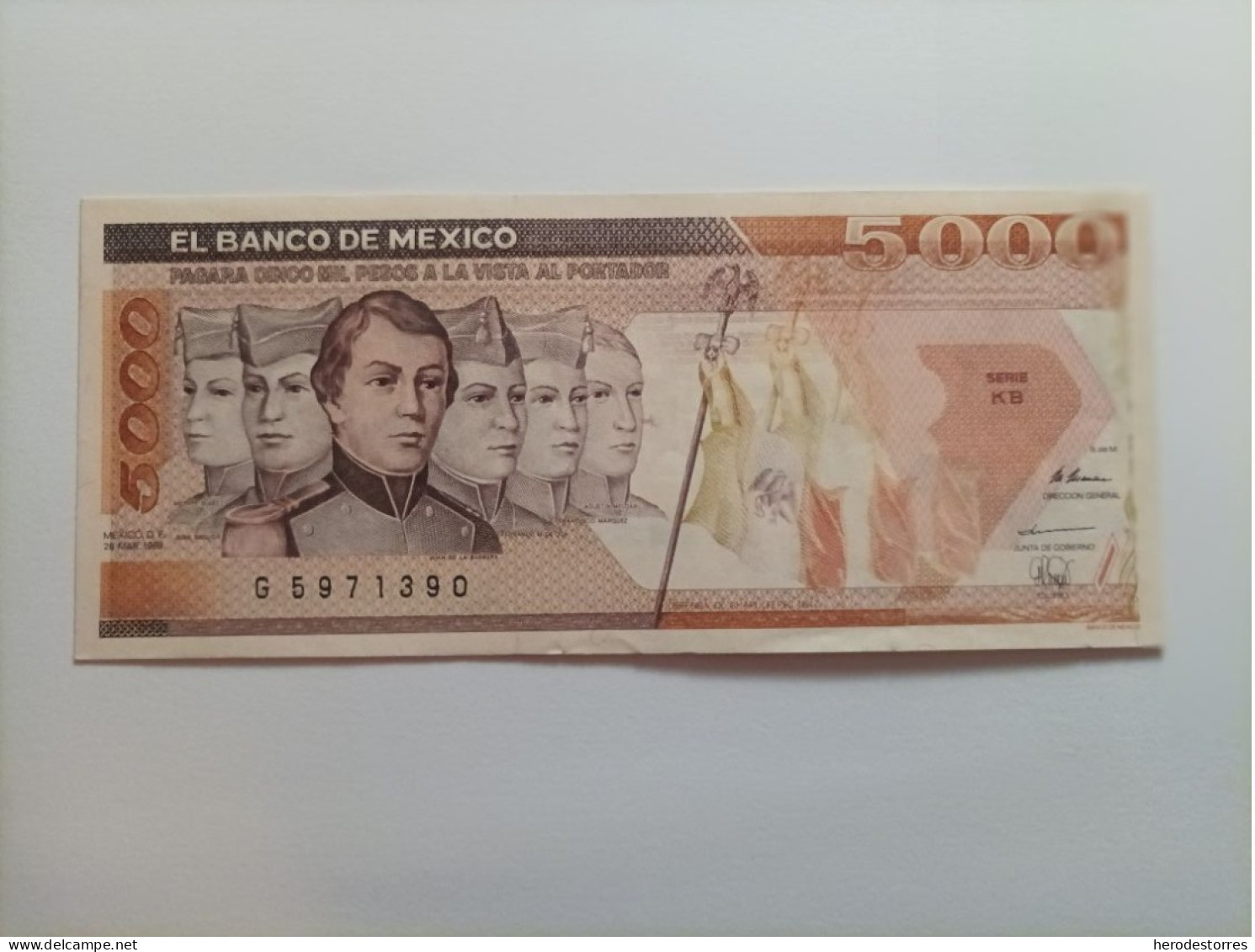 Billete De México De 5000 Pesos, Año 1989, AUNC - Mexique