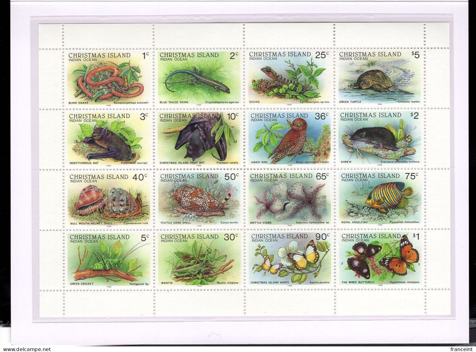 CHRISTMAS ISLAND(1987) Wildlife. Pane Of 16 In Presentation Booklet. Scott Nos 196-211. - Christmas Island