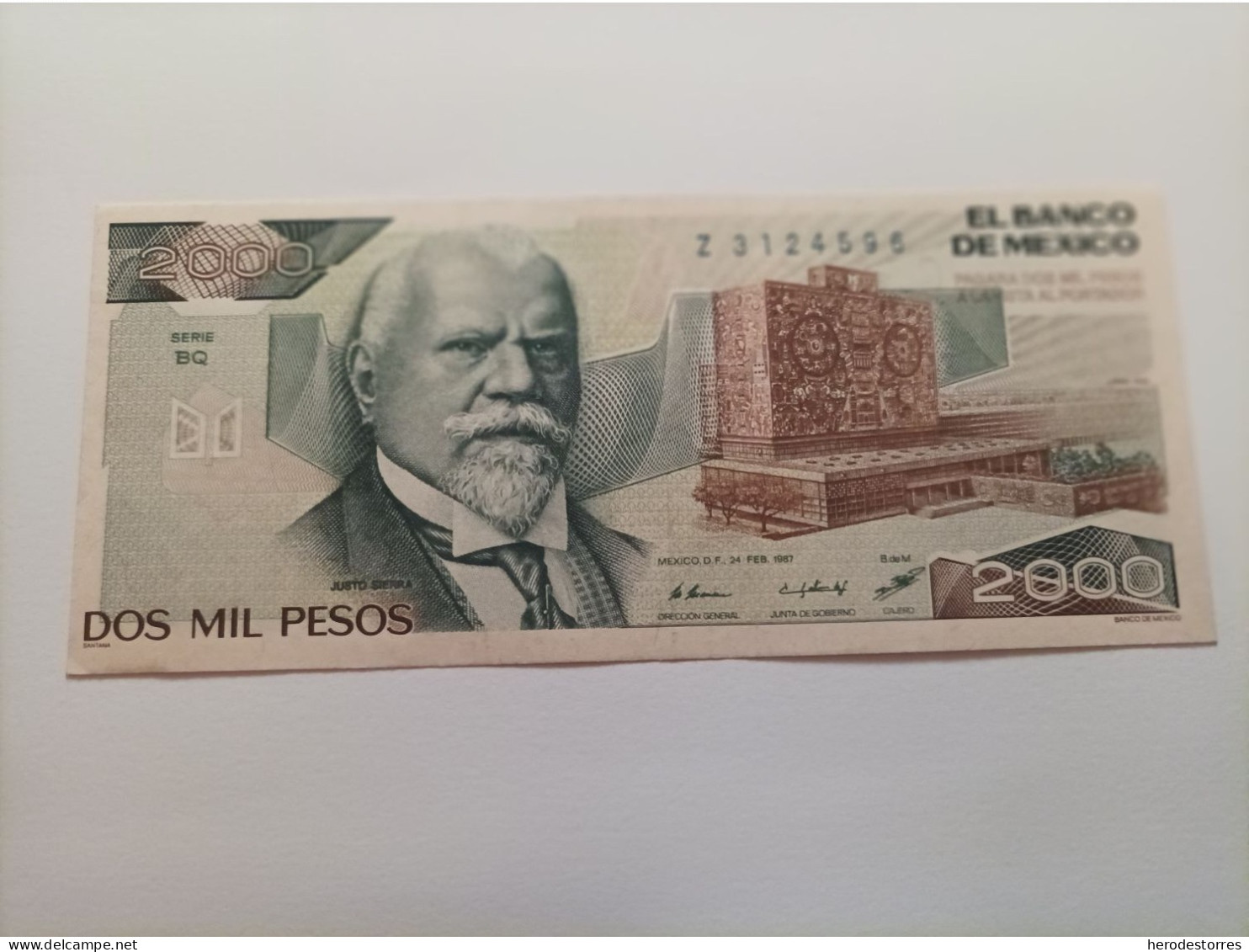 Billete De México De 2000 Pesos Del Año 1987, AUNC - Mexique