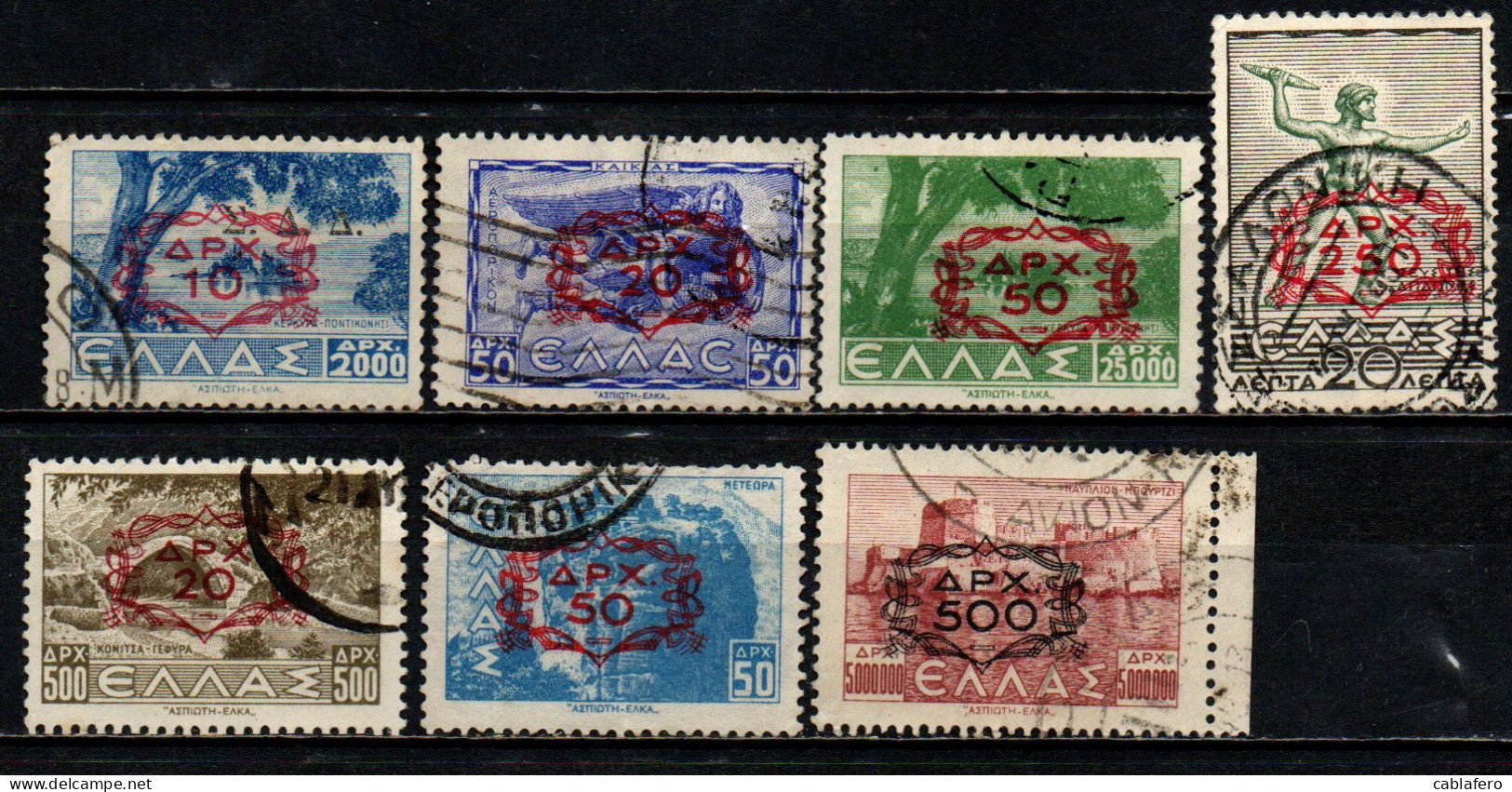 GRECIA - 1946 - IMMAGINI DELLA GRECIA CON SOVRASTAMPA - OVERPRINTED - USATI - Oblitérés