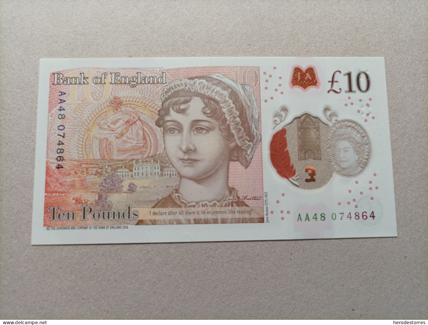 Billete De Inglaterra De 10 Libras, Año 2016, Serie AA, UNC - 10 Ponden