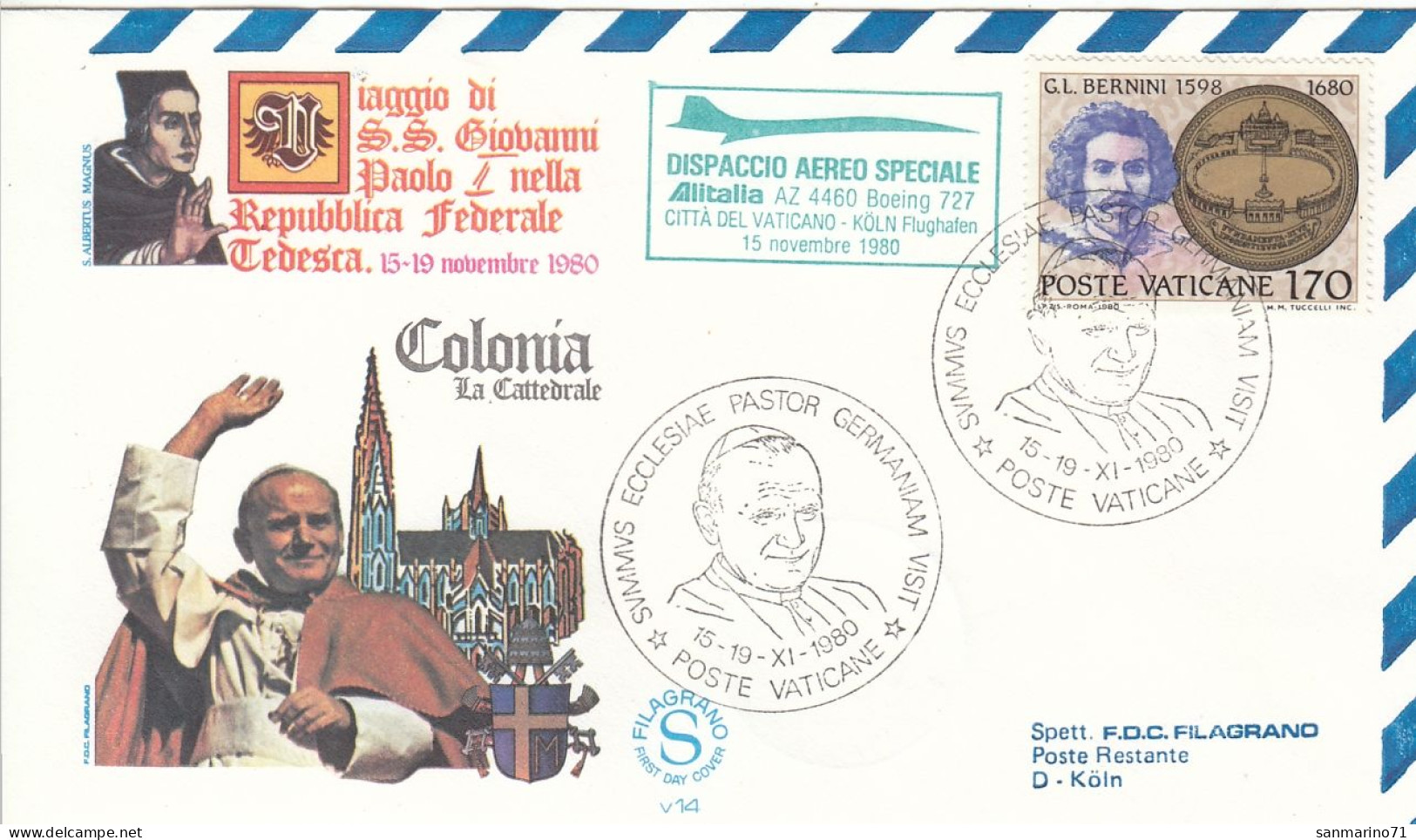 VATICAN Cover 2-79,popes Travel 1980 - Covers & Documents