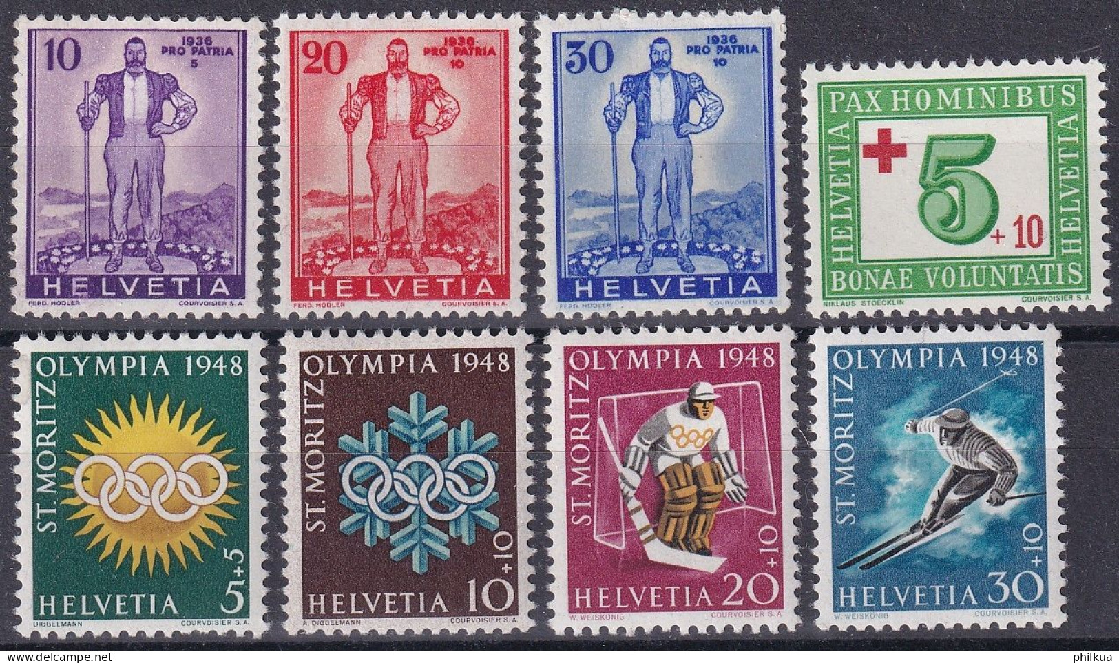Schweiz - Zuschlagsausgaben 1936/1945 - Postfrisch/**/MNH - Sammlungen