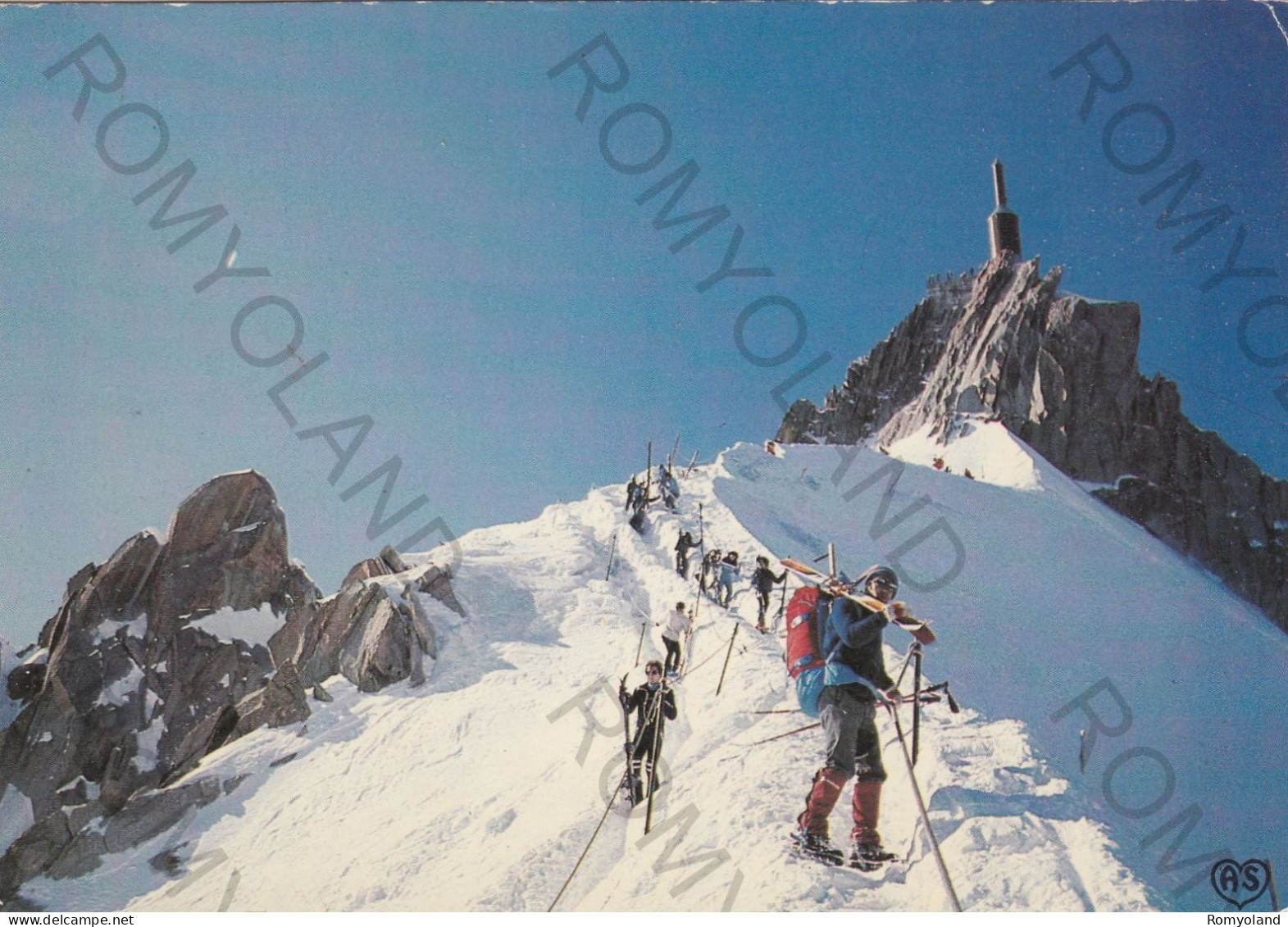 CARTOLINA  L'AIGUILLE DU MIDI M.3842,ALVERNIA-RHONE-ALPES,FRANCIA-MASSIF DU MONT BLANC-DEPART POUR LA VALLEE-VIAG 1987 - Rhône-Alpes