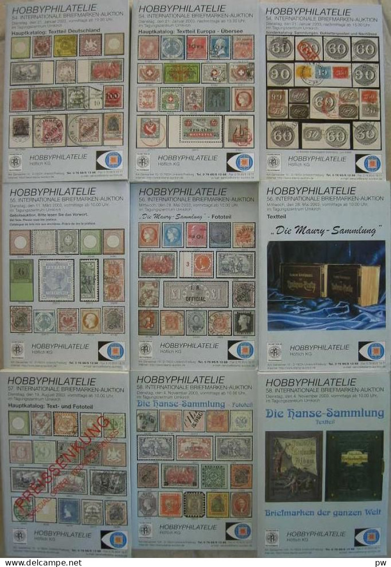 VENTES HOBBYPHILATELIE 2003 5 VENTES EN 9 VOLUMES. TRES BEAU - Catalogues De Maisons De Vente