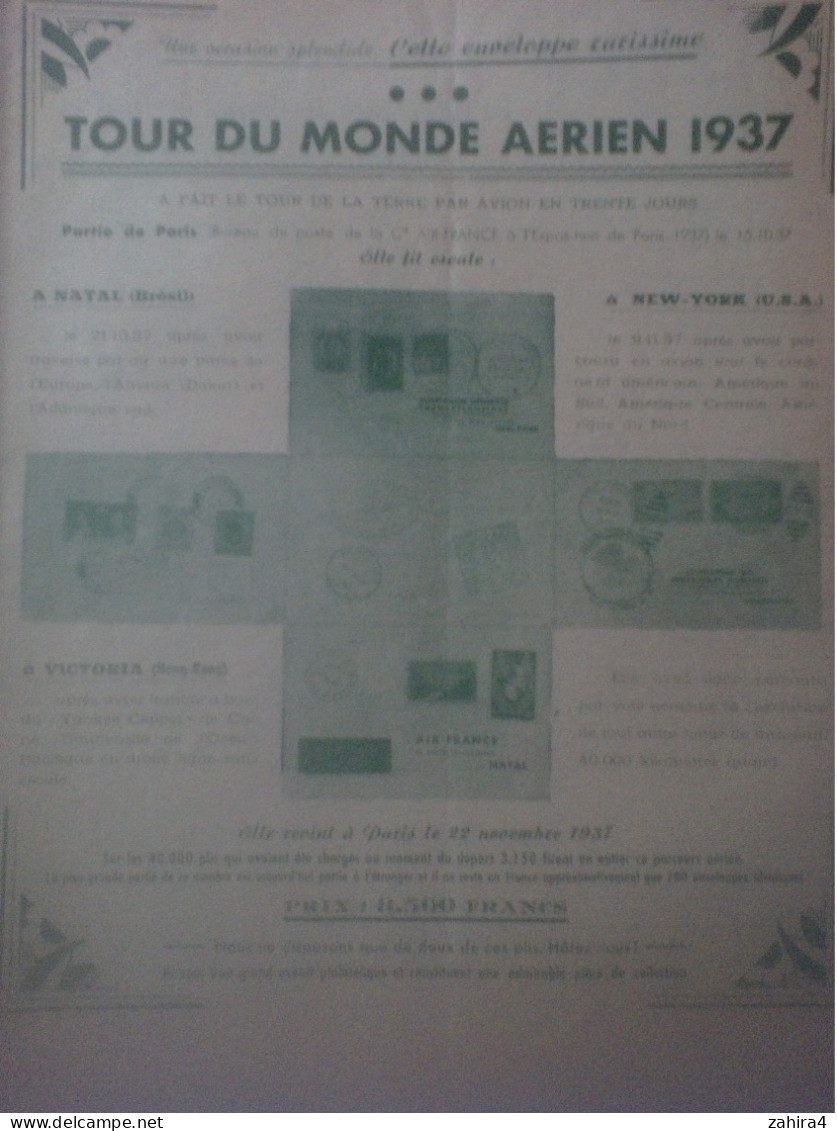 Temps Guerre Prix Courant Philatélique Illustré N°6 Tour Du Monde Aérien 1937 Portefeuilles Australie Notes Sur Bali ... - Frankrijk