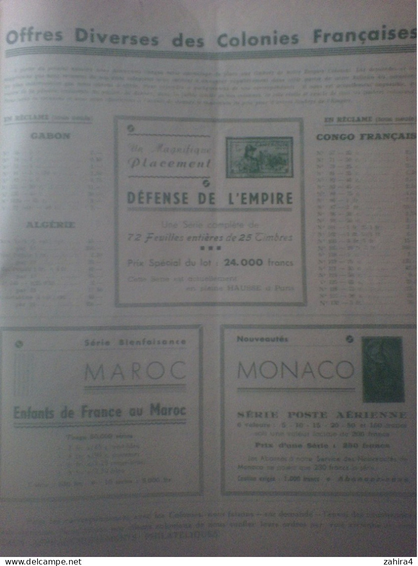 Temps Guerre Prix Courant Philatélique Illustré N°6 Tour Du Monde Aérien 1937 Portefeuilles Australie Notes Sur Bali ... - Francia