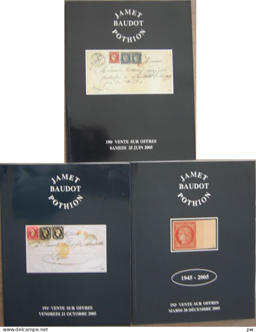 VENTES JAMET – JF BAUDOT  2005  3 Catalogues De Vente. - Catalogues For Auction Houses