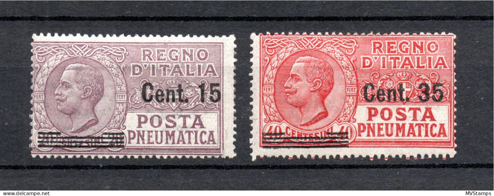 Italy 1927 Old Set Overprinted Pneumatica-stamps (Michel 268/69) Nice MLH - Posta Pneumatica
