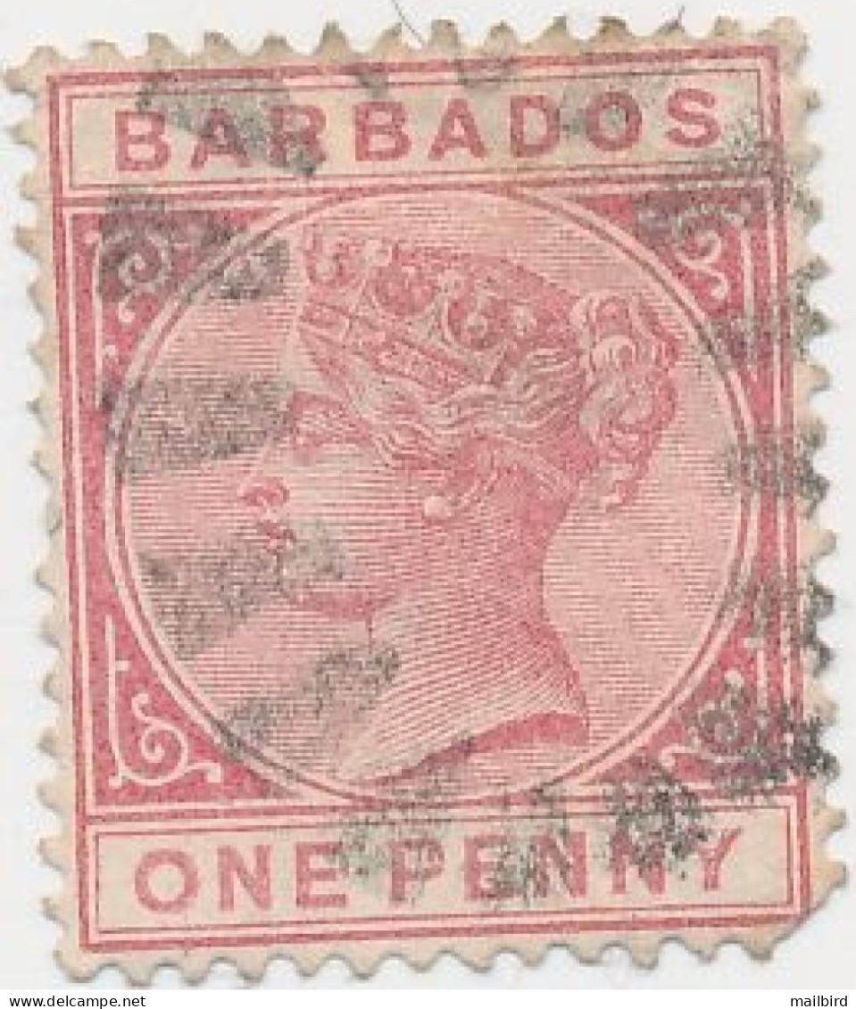 BARBADOS 1882 - ONE PENNY  - Queen Victoria Carmine - Cancelled - Barbados (...-1966)