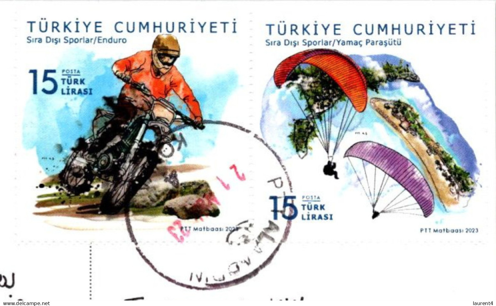 11-1-2024 (4 W 51) Turkey / Turkiye (posted To Australia) - Mosque In Istanbul (motorbike & Parachut Stamps) - Islam