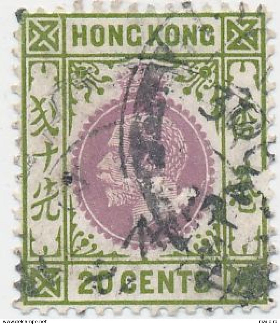 Hong Kong 1907-11 KEVII - 20c Olive Green & Violet | Olive Green & Lilac Used - Usados