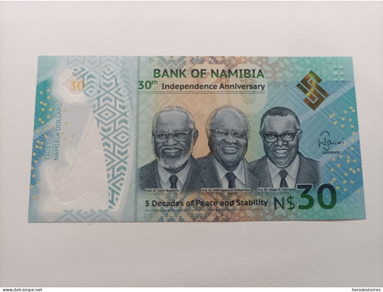 Billete De Namibia De 30 Dólares, Serie A, Conmemorativo, Año 2020, UNC - Namibie