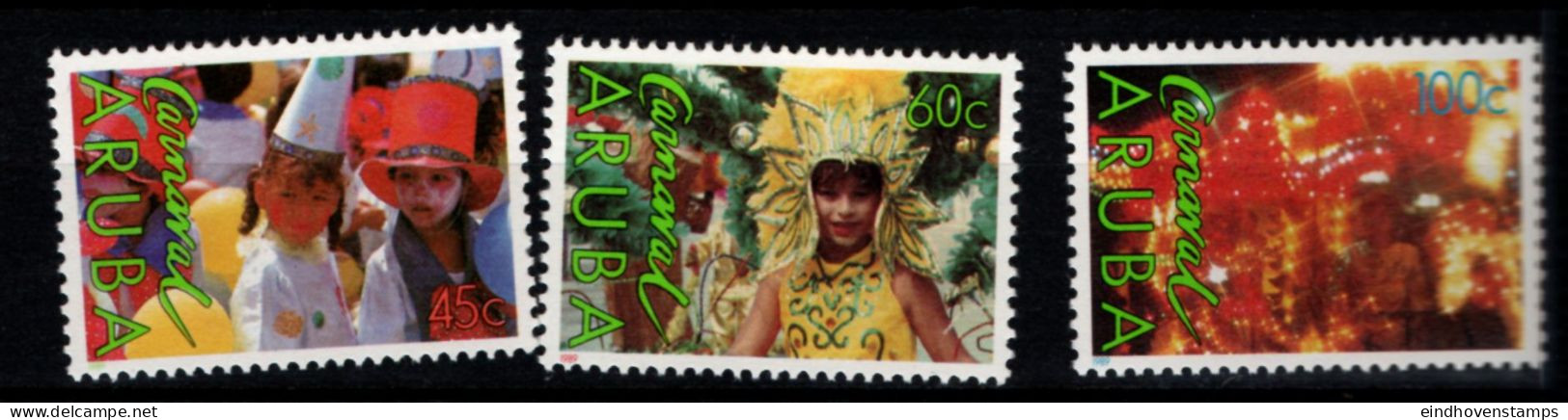 Aruba 1989 Carnaval 3 Values MNH Scenes - Carnavales