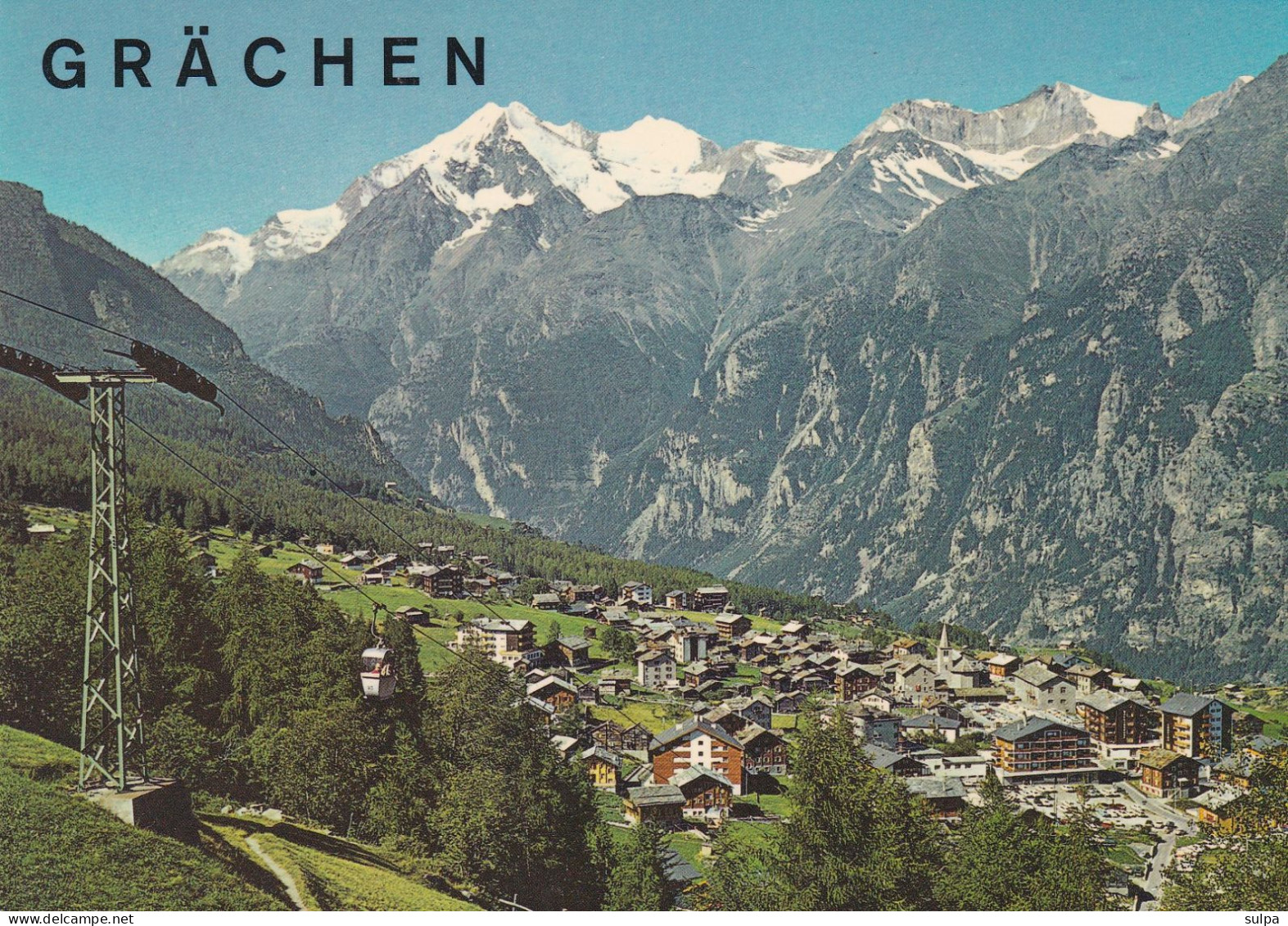 Grächen, Dorf Und Seilbahnmast. 10 X 15 - Grächen