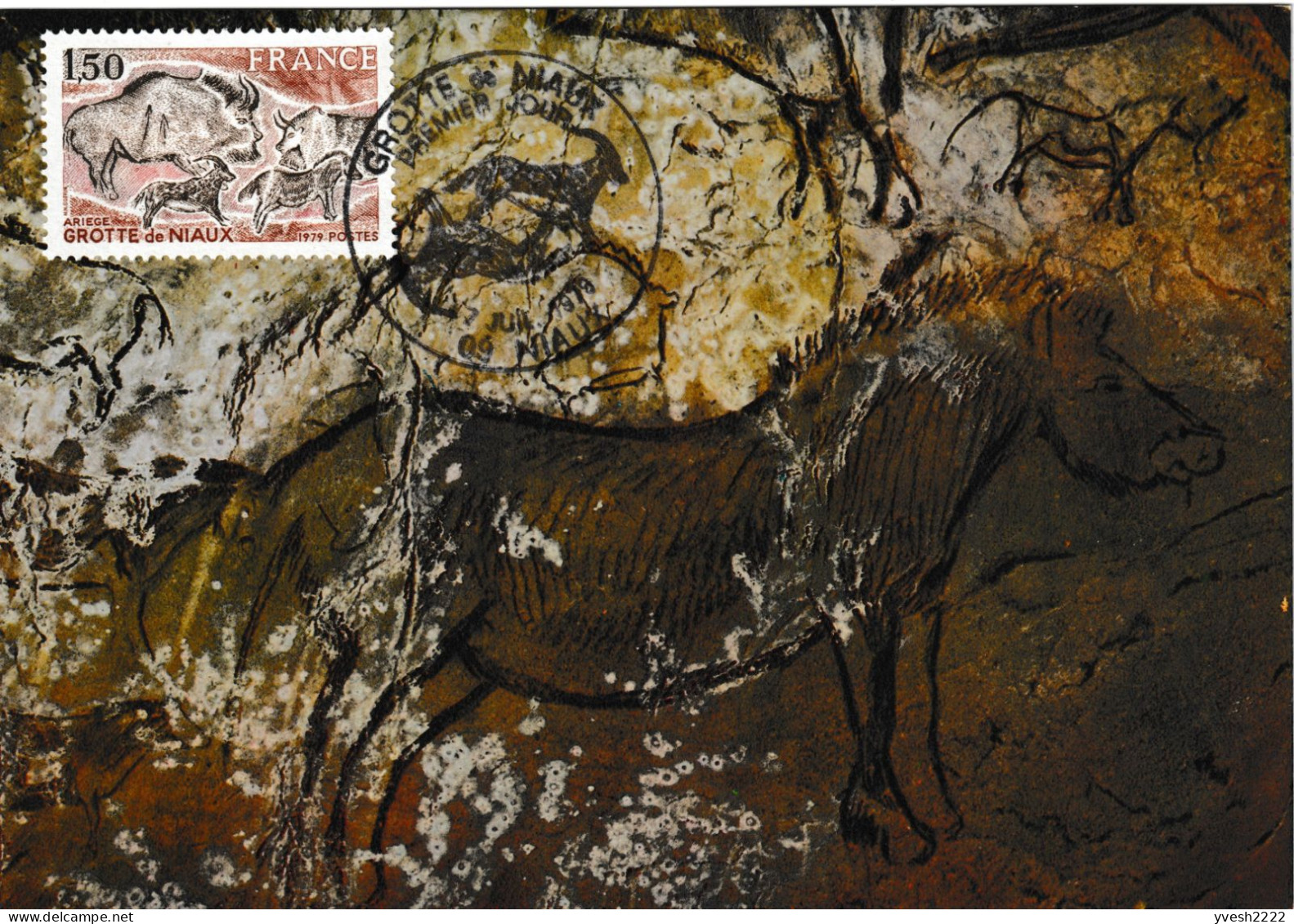 France 1973 Y&T 2043.  Carte Maximum. Grotte Préhistorique De Niaux. Cheval - Prehistory