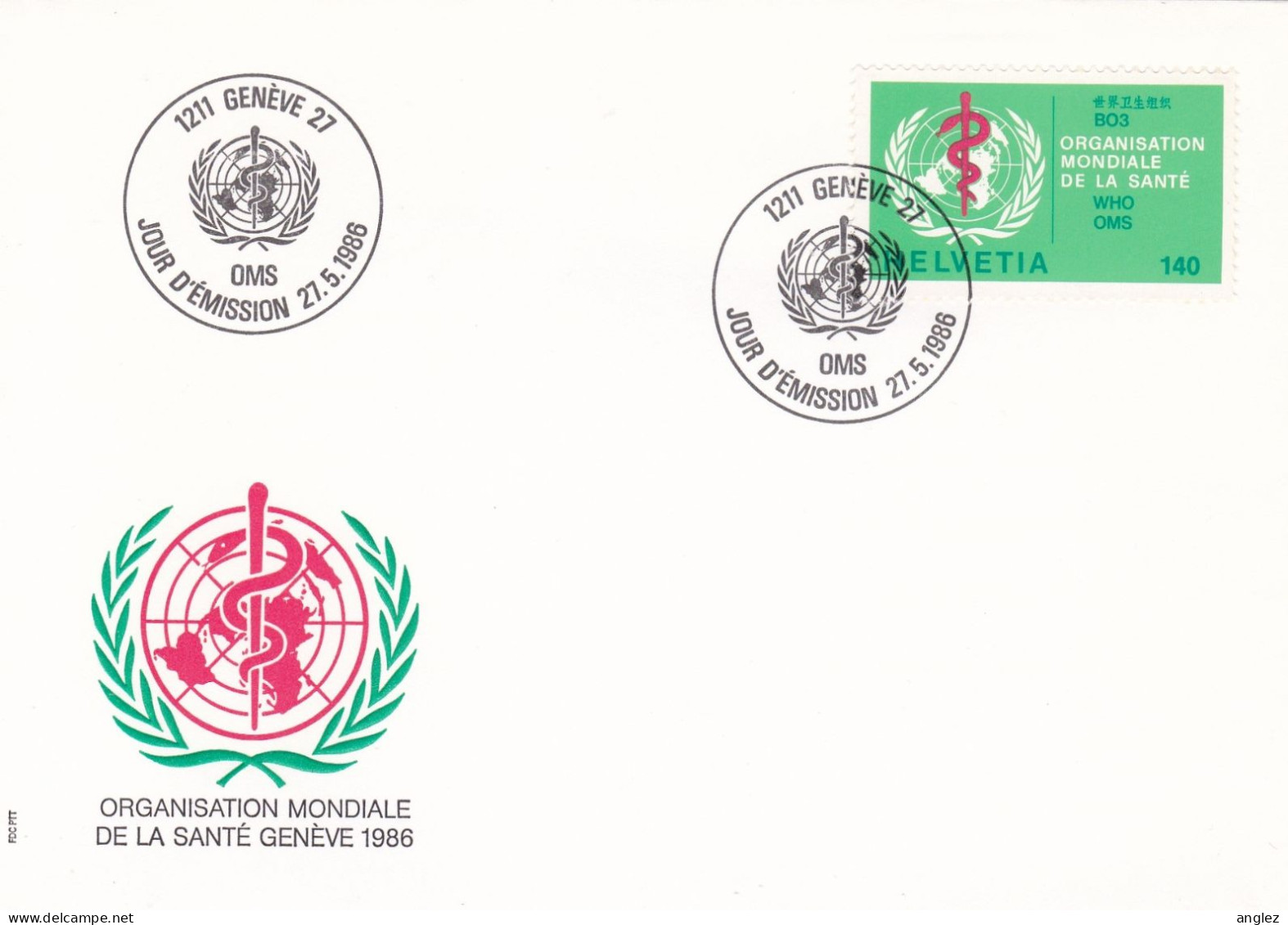 United Nations - Geneva Office 1986 OMS / WHO 140c FDC - Storia Postale