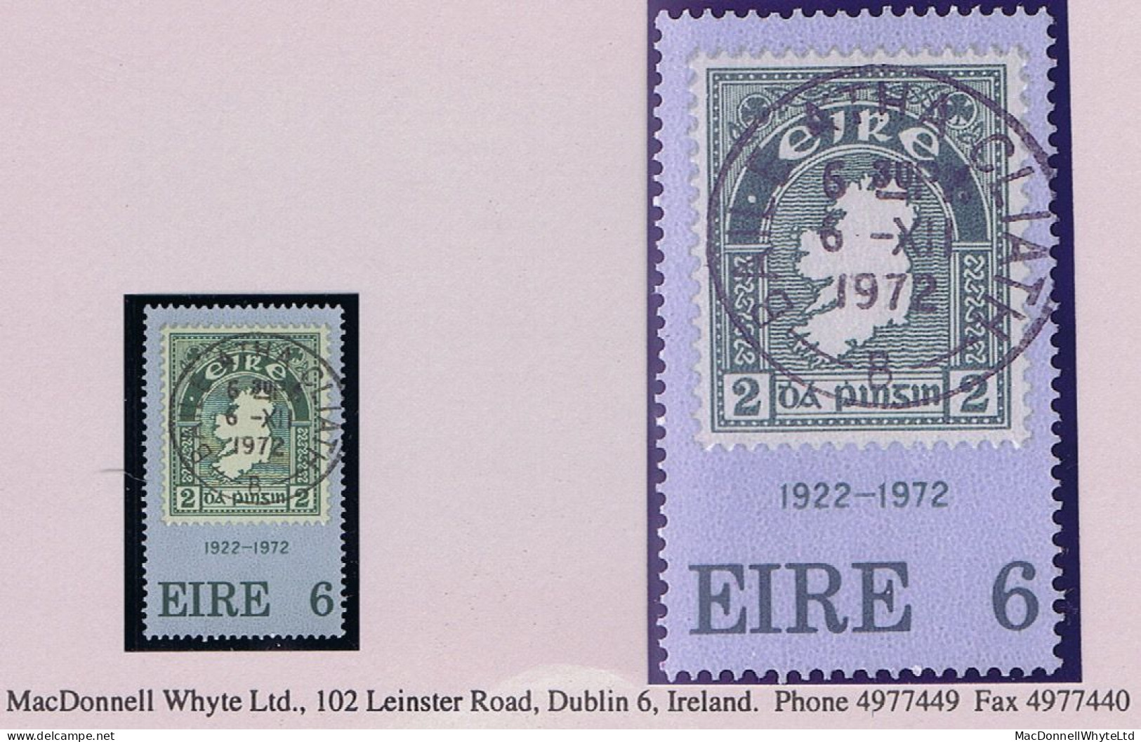 Ireland 1972 50th Anniv Of 2d Map Stamp, 6p Used With Excellent Socked-on-the-nose Cds 6 XII 1972 - Gebruikt