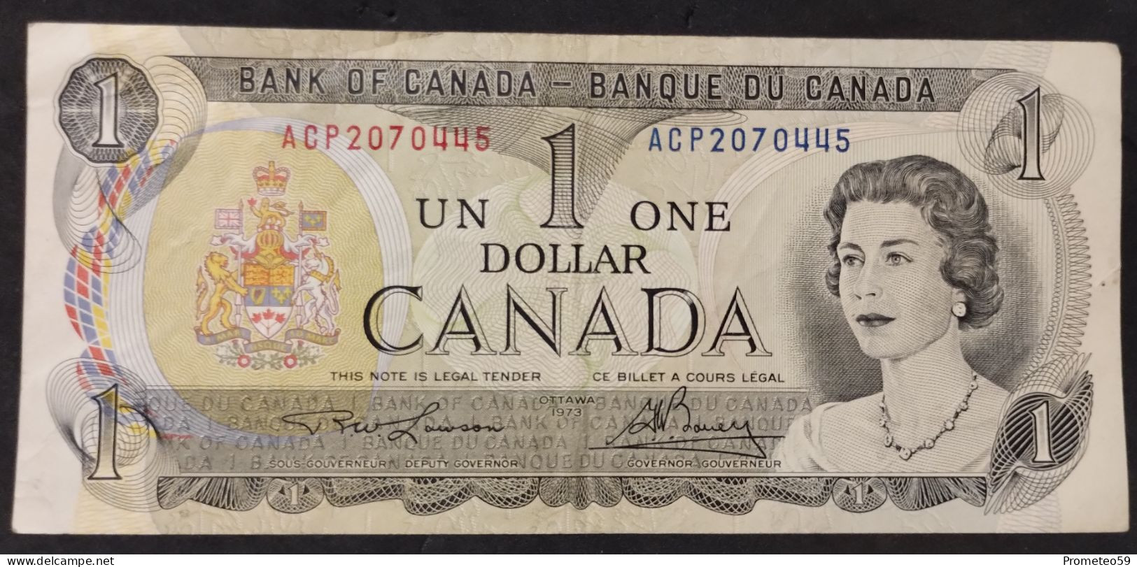 Canadá – Billete Banknote De 1 Dollar – 1973 (Ottawa) – Firmas: Lawson - Bouey - Kanada