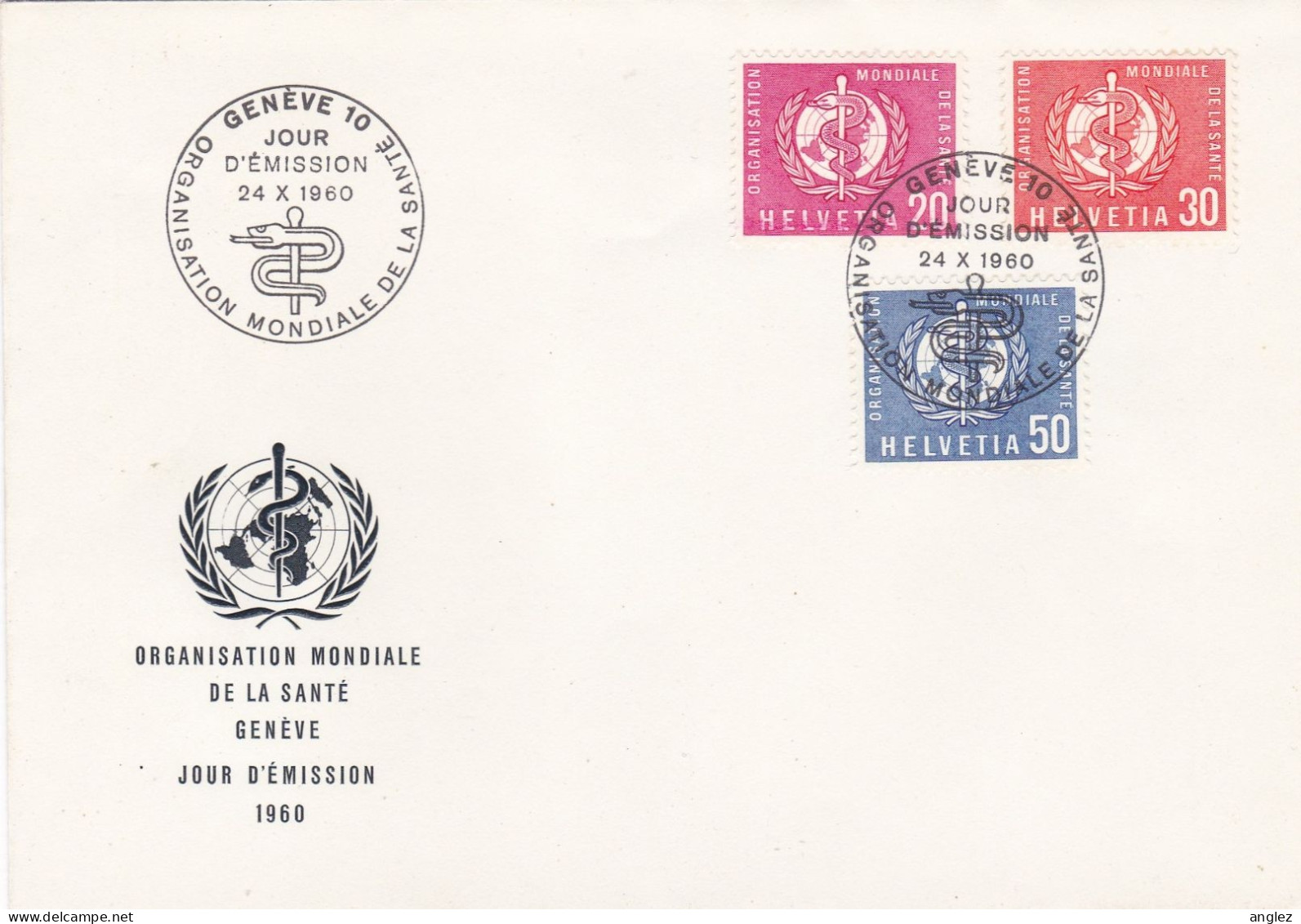 United Nations - Switzerland Geneva Office 1960 WHO / OMS Definitives FDC - FDC