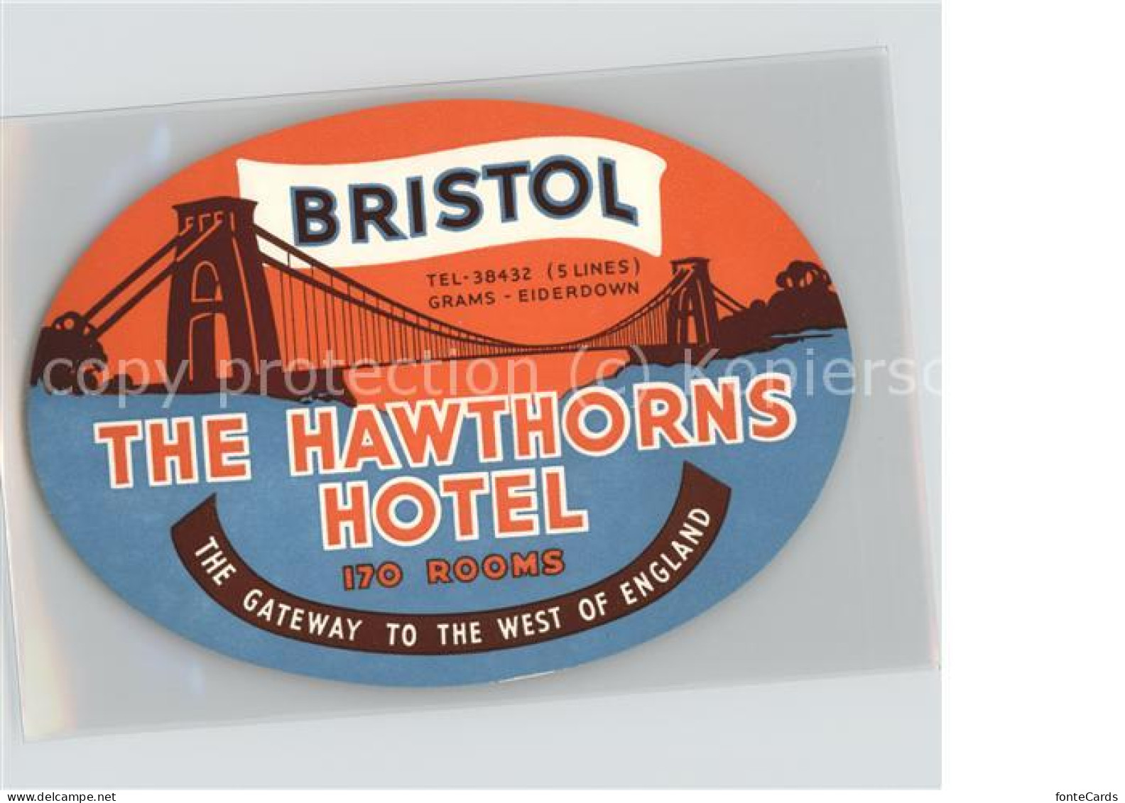 11499043 Bristol UK The Hawthorns Hotel Etikett  - Bristol