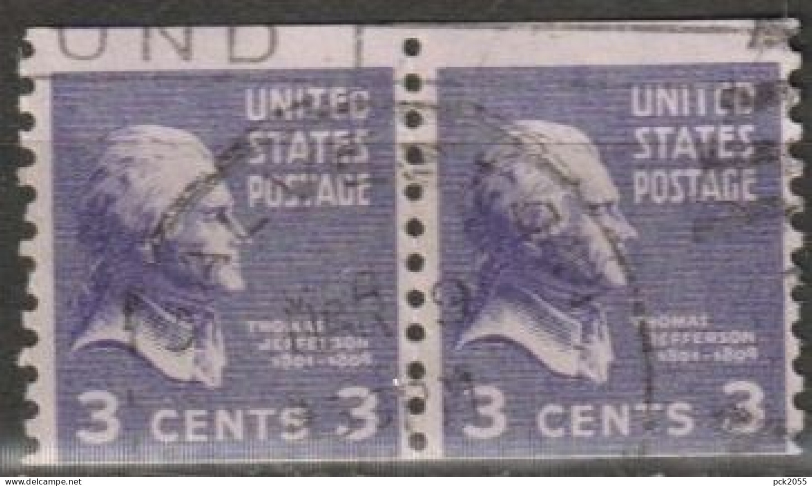 USA 1938  Mi-Nr.414 Paar O Gestempelt Rollenmarke Thomas Jefferson ( U 76) Günstige Versandkosten - Rollenmarken