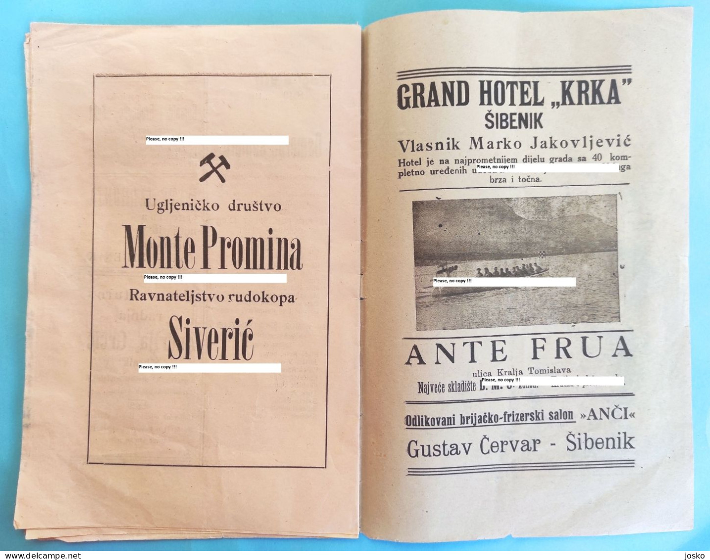 JADRANSKE VESLAČKE REGATE ŠIBENIK 1934 - Croatia rowing programme * aviron rudersport rudern ruder canottaggio programm