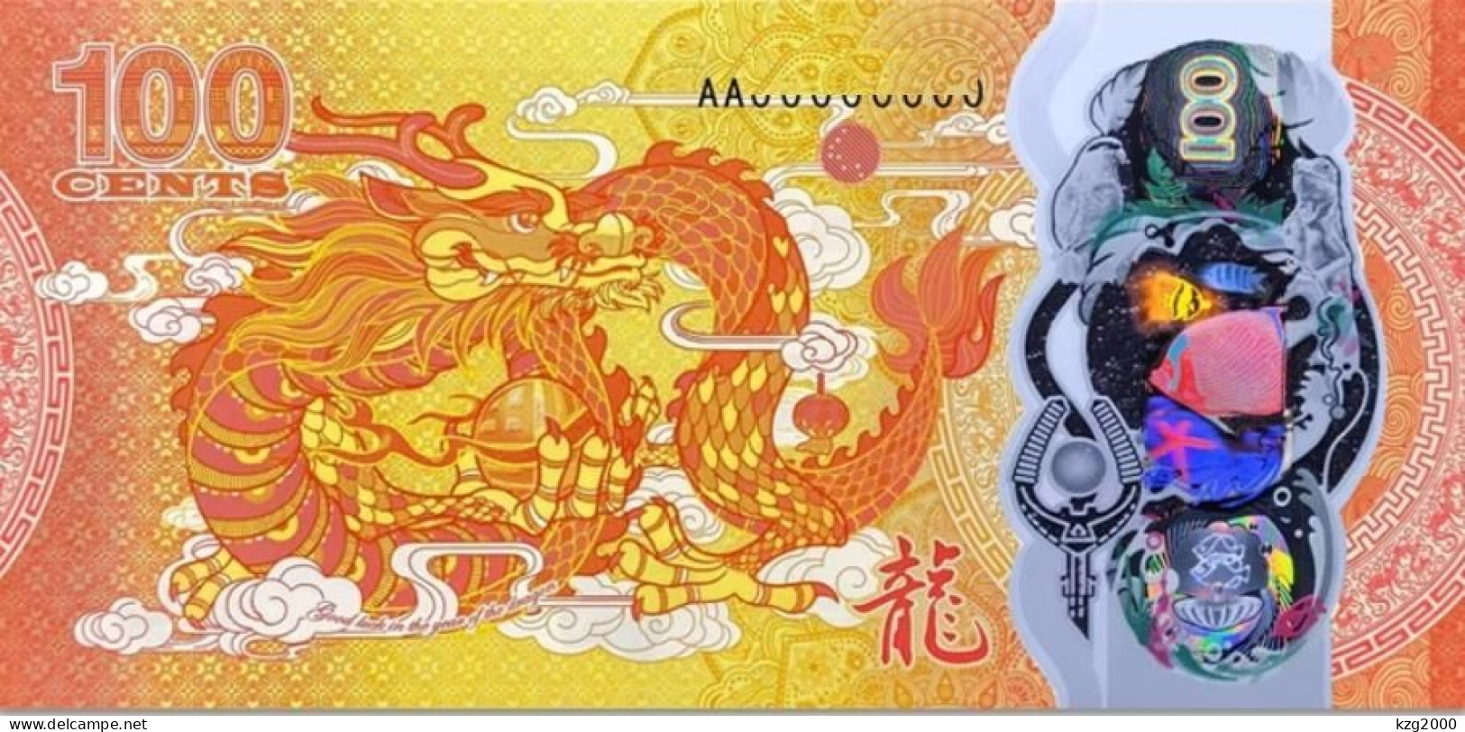 Fiji 2023 ( China Dragon) 100 Cents Commemorative Poylmer Banknote 2024  Banknotes - China