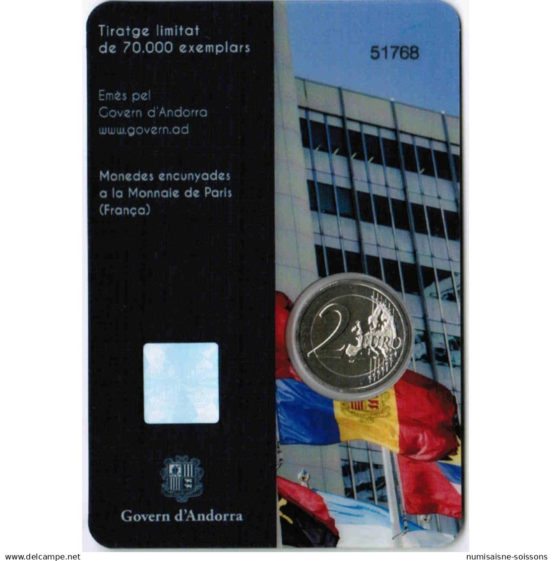 ANDORRE - 2 EURO 2023 - 30 ANS DE L'ADHÉSION AUX NATIONS UNIES - COINCARD - BU - Andorre