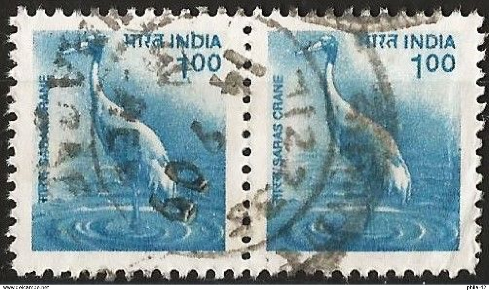 India 2000 - Mi 1770 - YT 1536 ( Bird : Sarus Crane ) Pair - Used Stamps