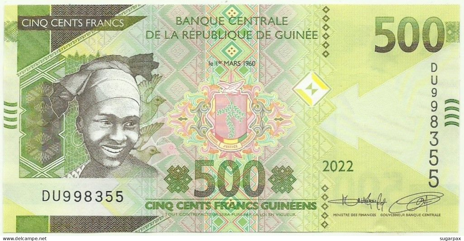 Guinea - 500 Francs - 2022 - Pick NEW - Unc. - Serie DU - République De Guinée - Guinea