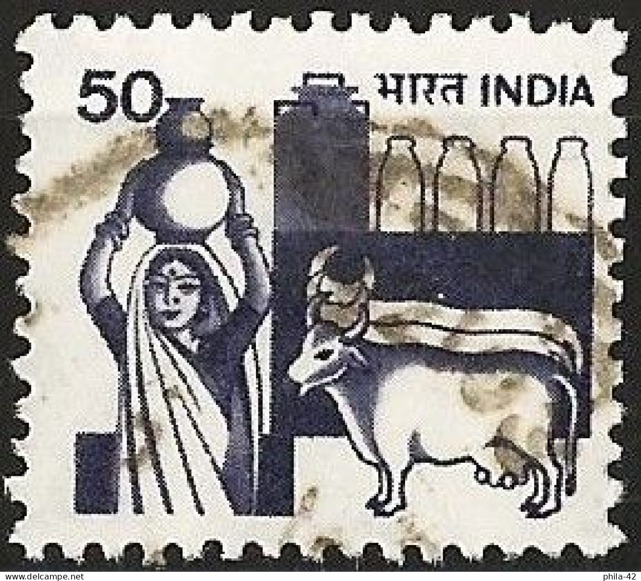 India 1982 - Mi 898C - YT 722 ( Cows And The Dairy Industry ) Perf. 13 X 12¾ - Gebruikt