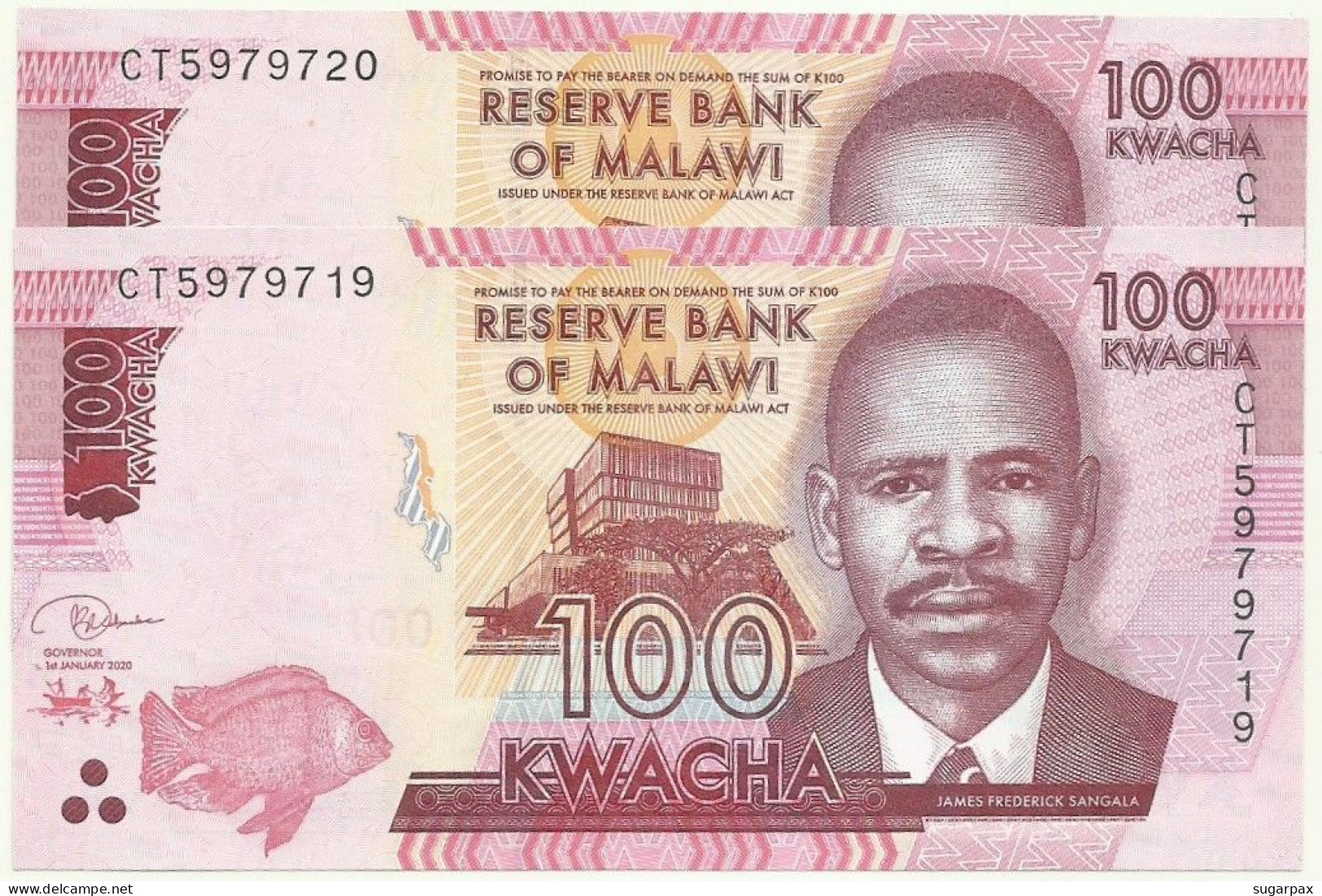 MALAWI - 2 X 100 Kwacha - 2020 ( 2022 ) - Pick: 65.e - Unc. - Série CT - Malawi