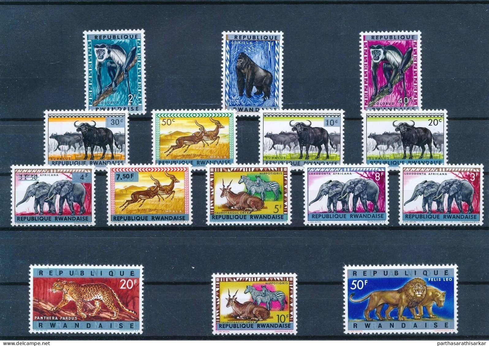 RWANDA 1961 ANIMALS FAUNA FLORA WILDLIFE ANIMALS DEFINITIVE COMPLETE SET MNH - Nuovi