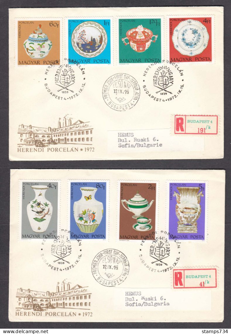 Hungary 1972 - Herend Porcelain, Mi-Nr. 2795/802, 2 FDC - FDC