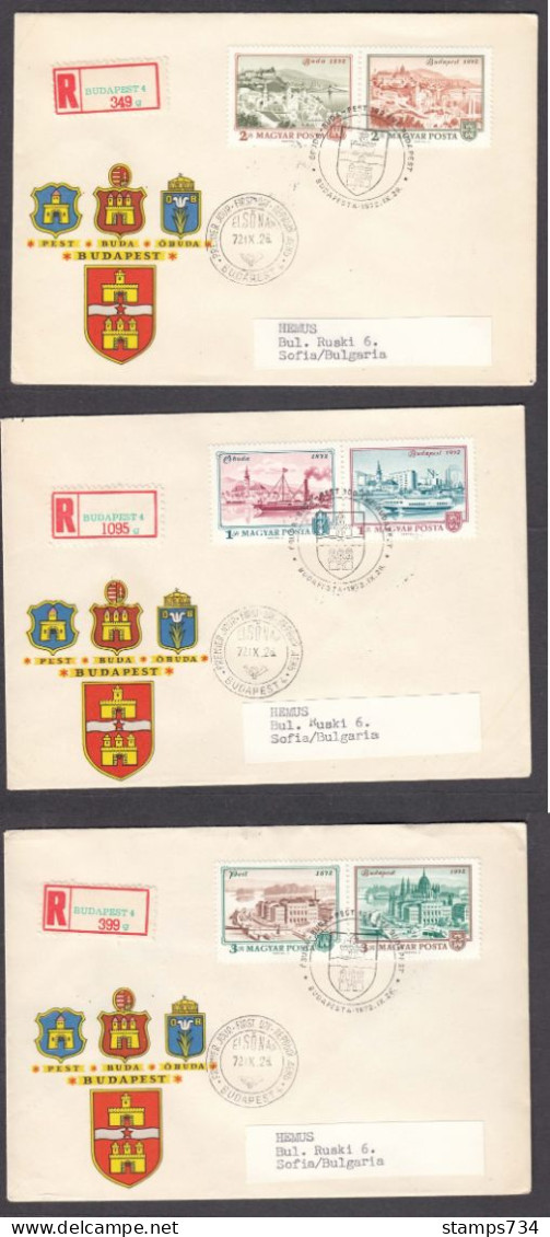 Hungary 1972 - Views Of Budapest, Mi-Nr. 2805/10, 3 FDC - FDC