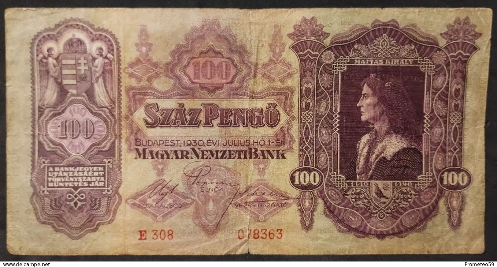 Hungría – Billete Banknote De 100 Pengo – 1930 - Ungarn