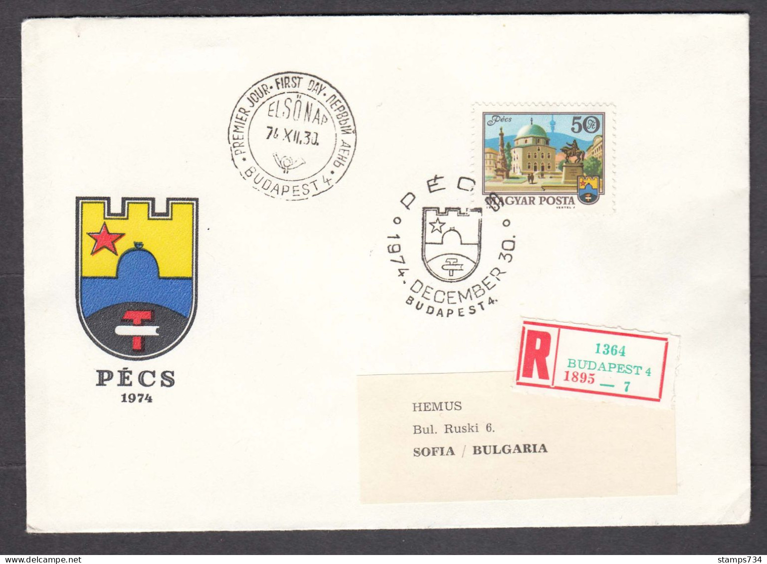 Hungary 1974 - City View Of Pecs, Mi-Nr. 3003, FDC - FDC