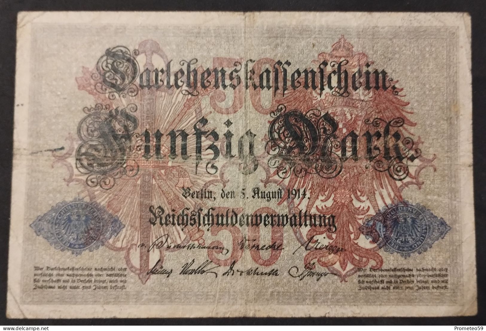 Alemania (Germany) – Billete Banknote De 50 Mark – 5.8.1914 – Serie De 7 Números - 50 Mark