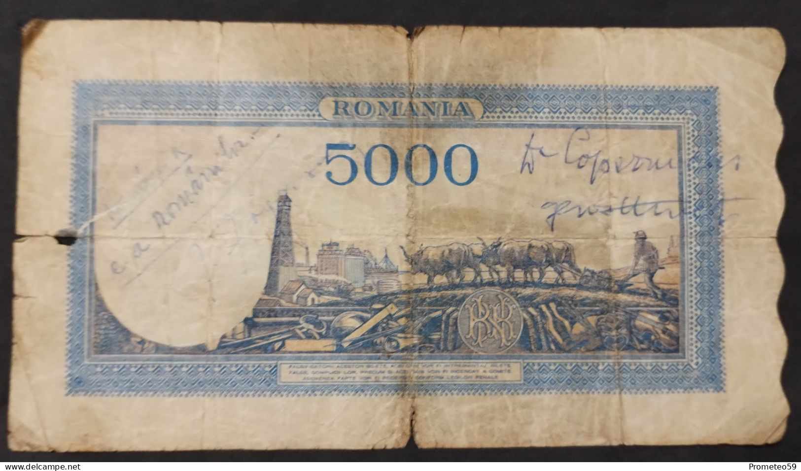 Rumania – Billete Banknote De 5.000 Lei – 1944 - Roumanie