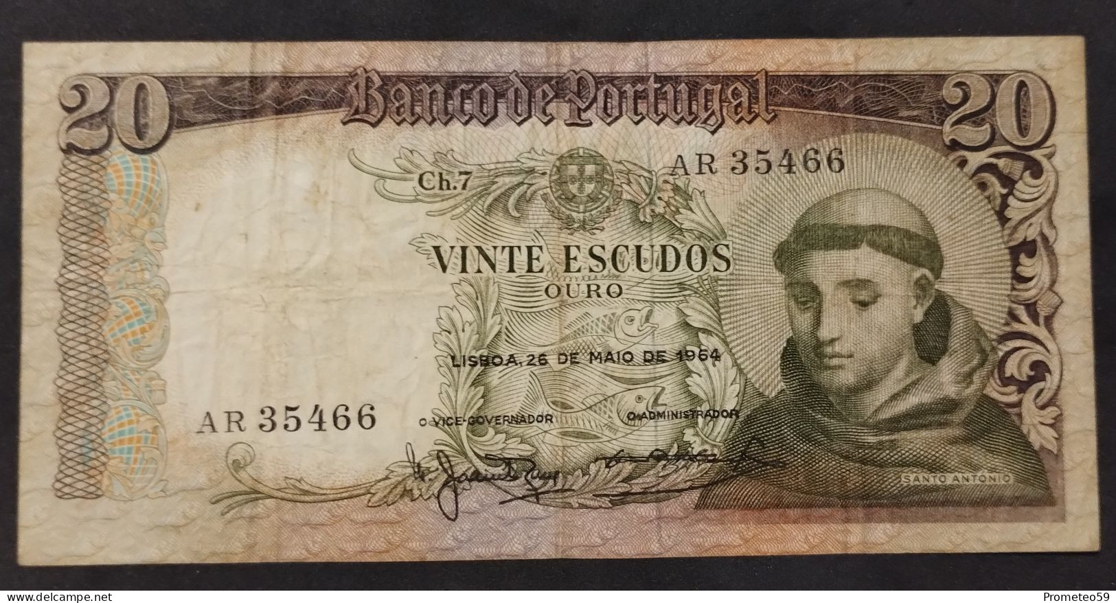 Portugal – Billete Banknote De 20 Escudos – 26.5.1964 - Portogallo