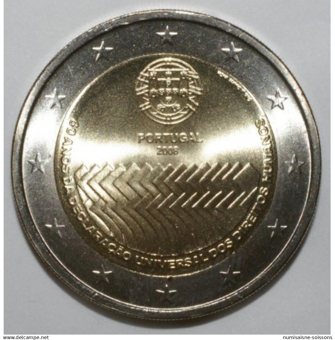 PORTUGAL - 2 EURO 2008 - 60ème ANNIVERSAIRE DES DROITS DE L'HOMME - Portugal