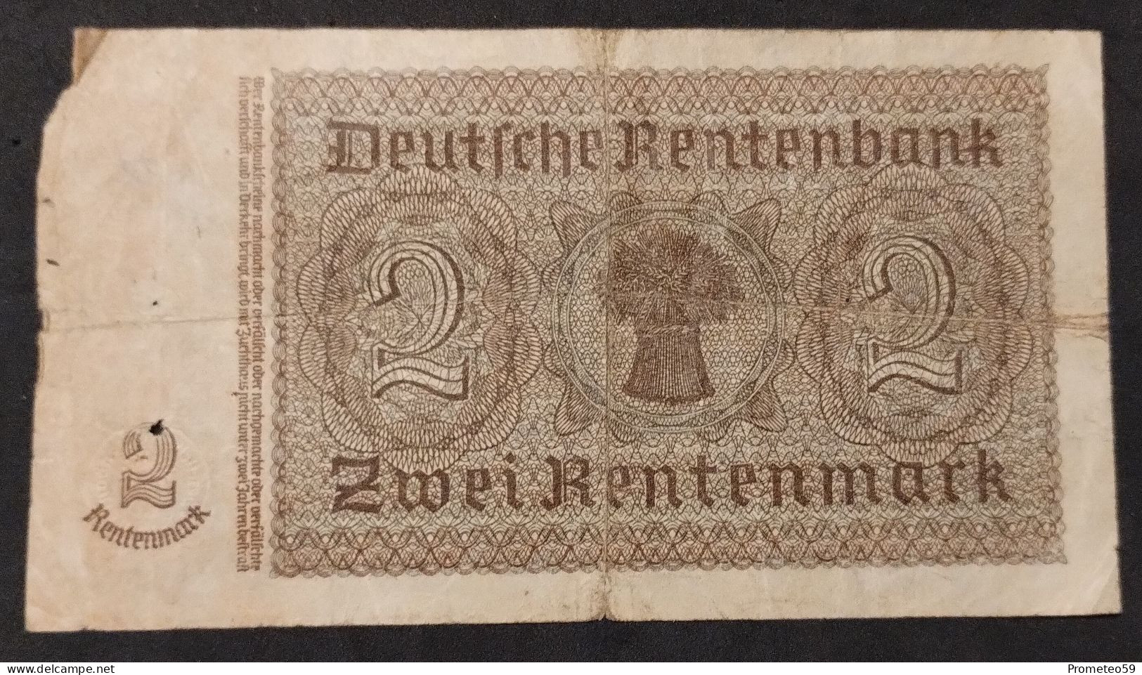 Alemania (Germany) – Billete Banknote De 2 Rentenmark – 30.1.1937 – Serie De 8 Dígitos - 5 Reichsmark