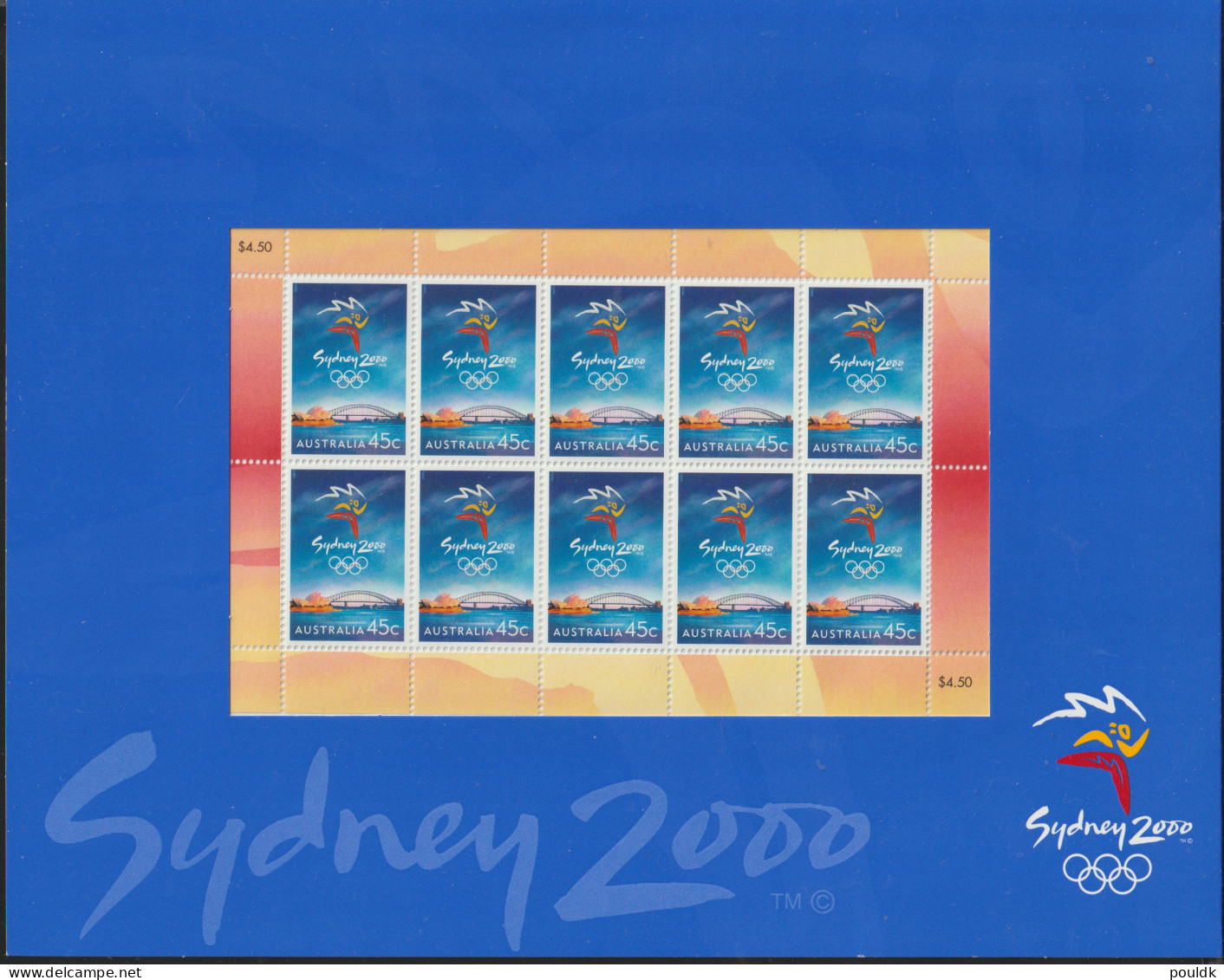 Australia 1999 45c Olympic Games, Sydney (2000) (1st Issue) Sheetlet Of 10 Stamps MNH/**. Postal Weight 0,2 Kg - Estate 2000: Sydney