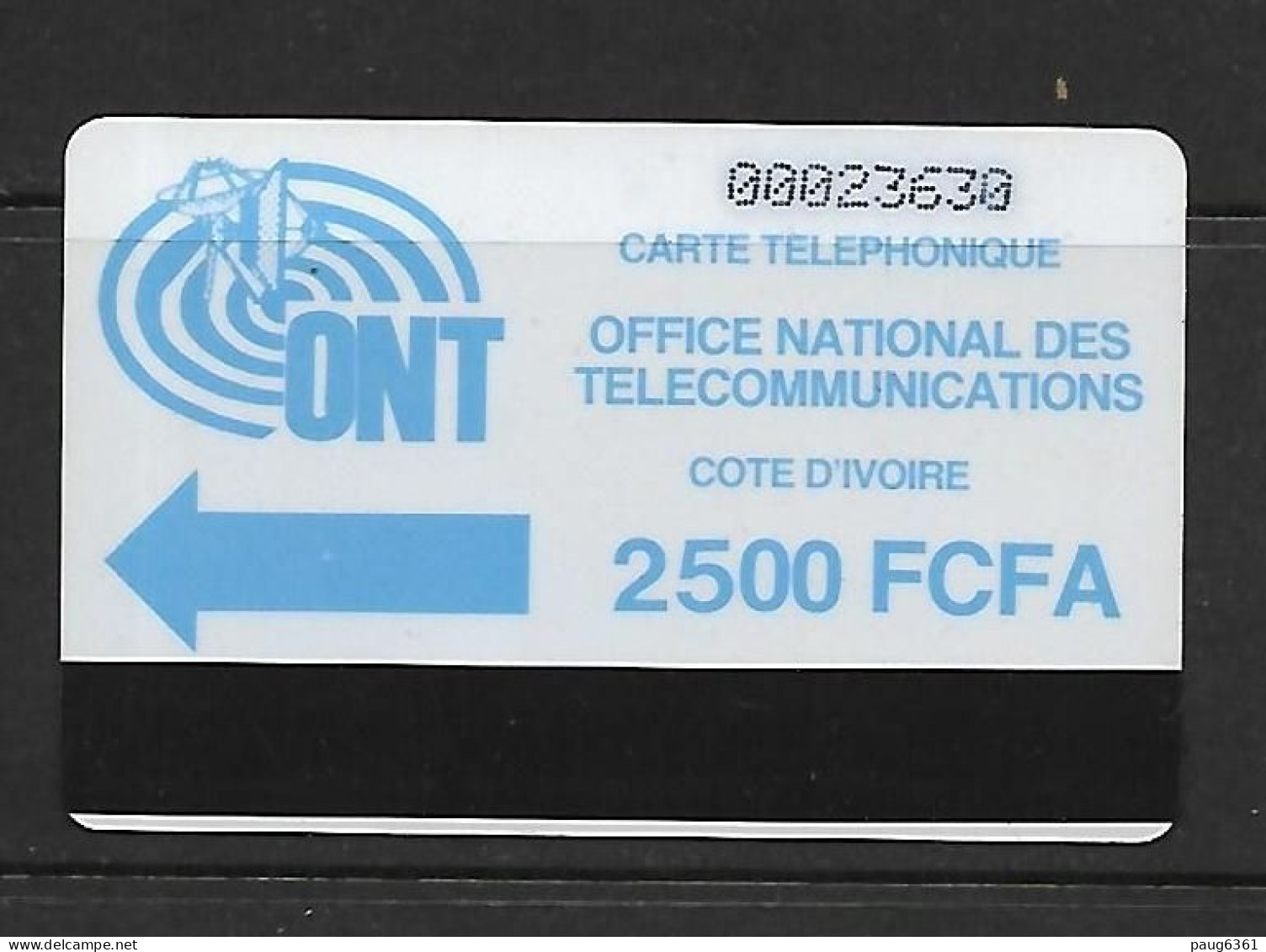 COTE D'IVOIRE TELECARTE 2500FCFA LEGEREMENT PLIEE SUR LE BAS - Côte D'Ivoire