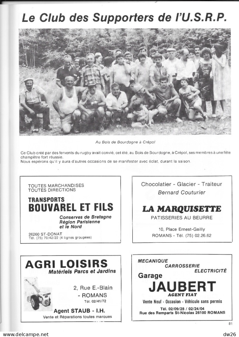 Sport, Rugby - Revue Du Club De L'USRP (Romans-Bourg De Péage) 1983 1984 - Equipes, Dirigeants, Calendrier Des Matchs - Sport