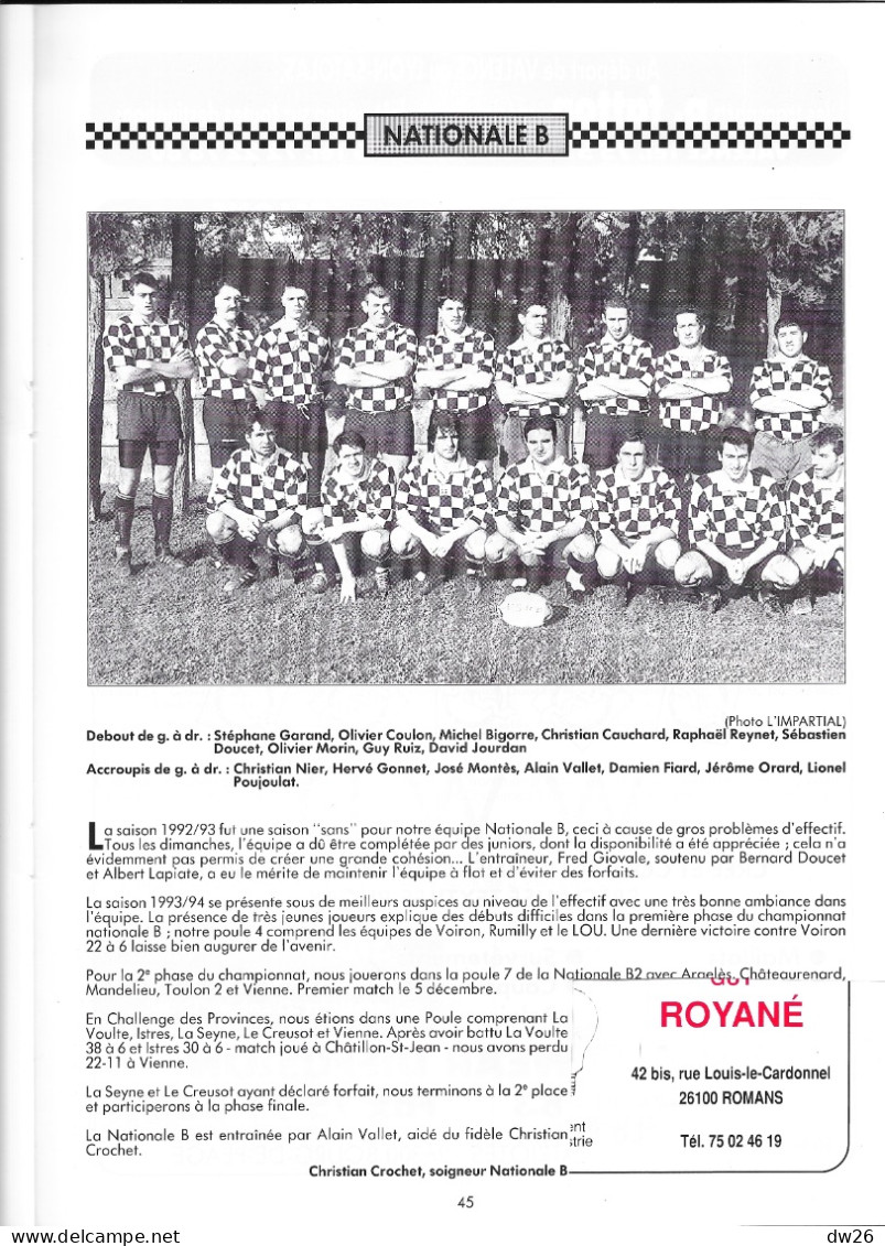 Sport, Rugby - Revue Du Club De L'USRP (Romans-Bourg De Péage) 1993 1994 - Equipes, Dirigeants, Calendrier Des Matchs - Sport