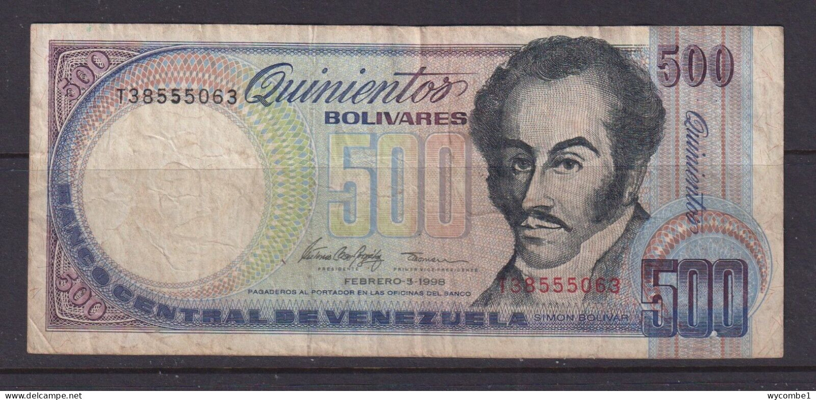 VENEZUELA - 1998 500 Bolivars Circulated Banknote As Scans - Venezuela