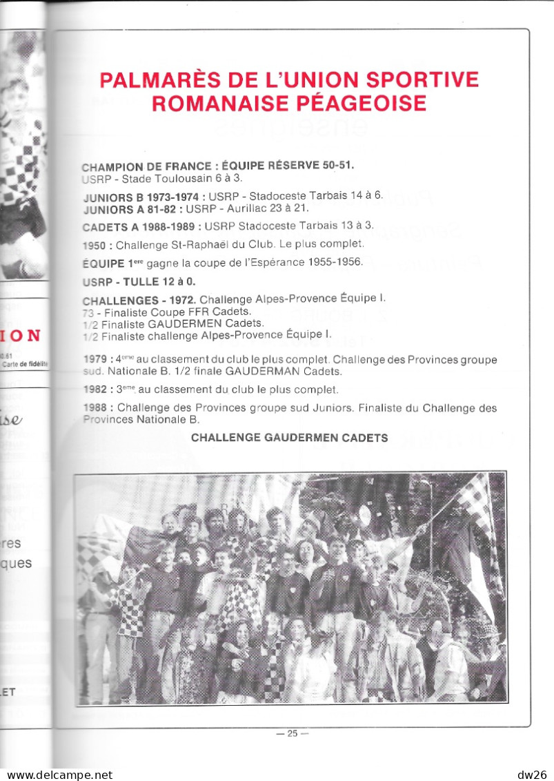 Sport, Rugby - Revue Du Club De L'USRP (Romans-Bourg De Péage) 1989 1990 - Equipes, Dirigeants, Calendrier Des Matchs - Sport