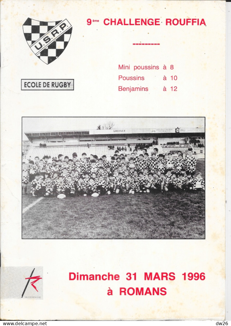 Sports, Ecole De Rugby USRP (Romans-Bourg De Péage) Plaquette 9ème Challenge Rouffia, 31 Mars 1996, équipes Jeunes - Rugby